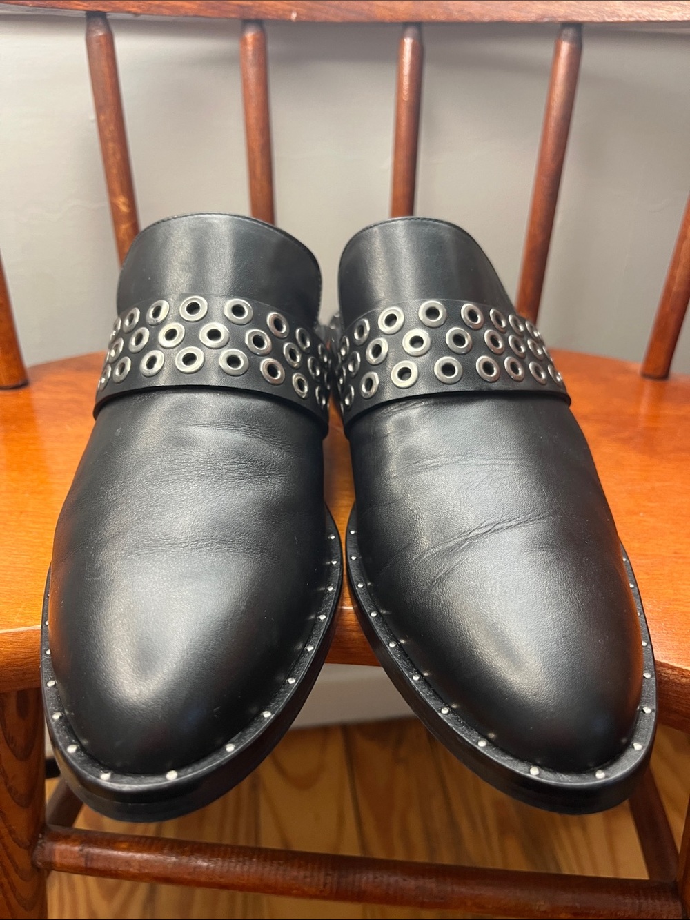 NWOT Freda Salvador Keen Leather Mule Grommet Loafers Women’s Sz 10 - Picture 2 of 10